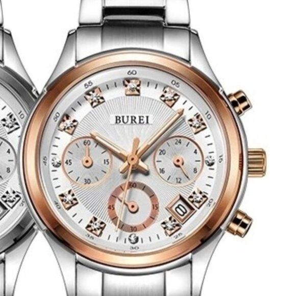 BUREI Luxury Auto Date Display Gold Quartz Analog Watch GUC main image 5